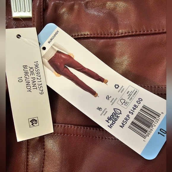 JOIE Faux Leather Pants Black Ankle Length Straight Leg Limited Edition NWT 10 - Picture 7 of 7